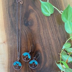 NEW! Turquoise Tree of Life Necklace & Earrings